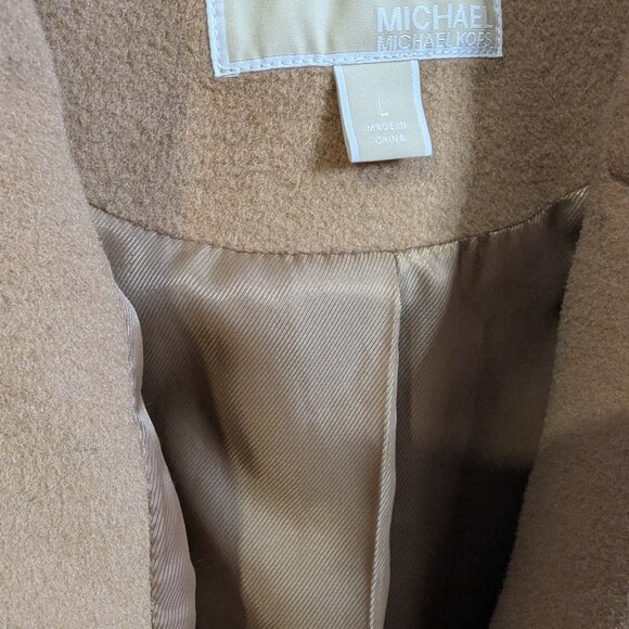 Michael Kors Belted Wrap Vest, Wool-Blend, Camel, Large - Picture 2 of 8